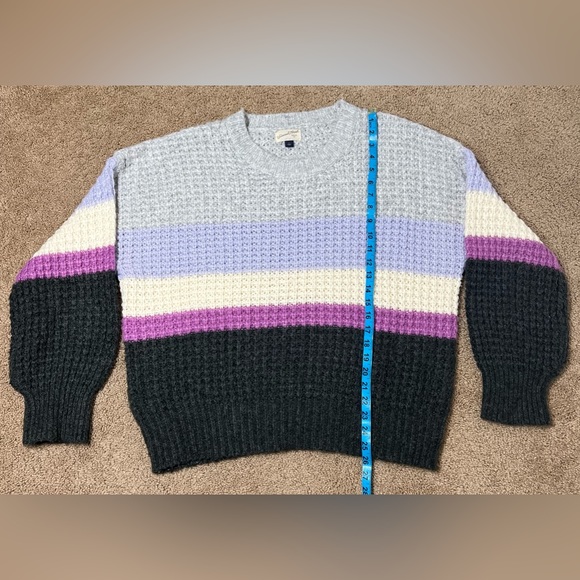 Universal Thread Waffle Knit Sweater - multicolor stripes, L - Picture 4 of 7